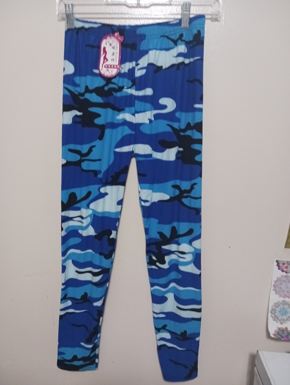 Unbranded Womens Blue/lite Blue Camo Leggings Small A-12